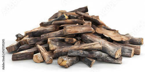 bundle of sticks, Firewood Cedar isolated on white background 