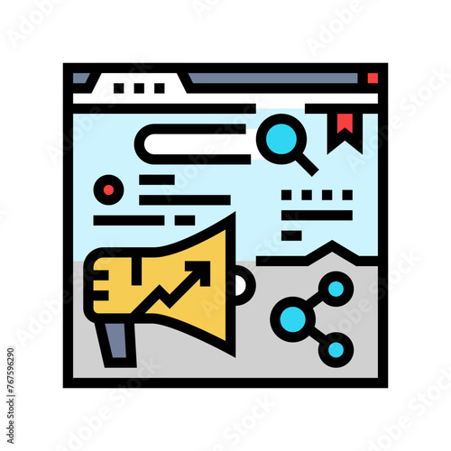 social bookmarking seo color icon vector. social bookmarking seo sign. isolated symbol illustration