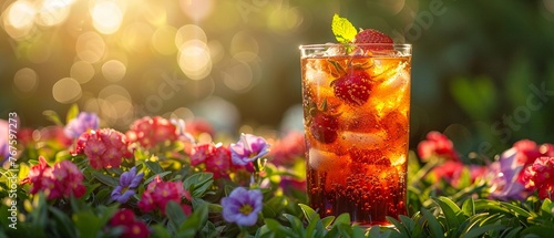 Pimms Cup in an English country garden photo