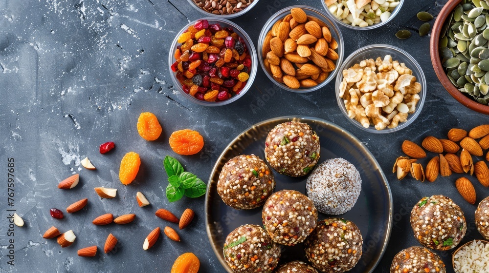Healthy energy balls made of dried fruits and nuts healthy food. Healthy energy balls made of dried fruits and nuts healthy food.