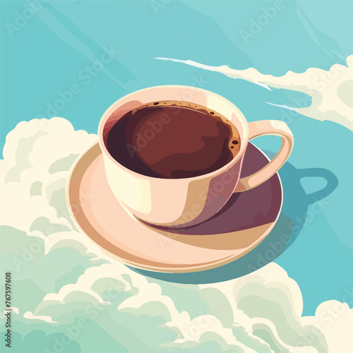 Coffee cup airview scene poster cartoon vector illu photo