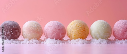 Fine mochi ice cream selection pastel elegance photo