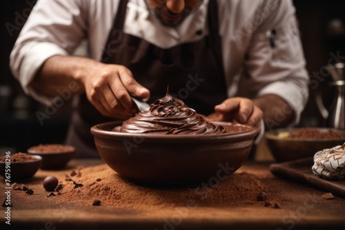 chef making handmade dessert chocolate bread