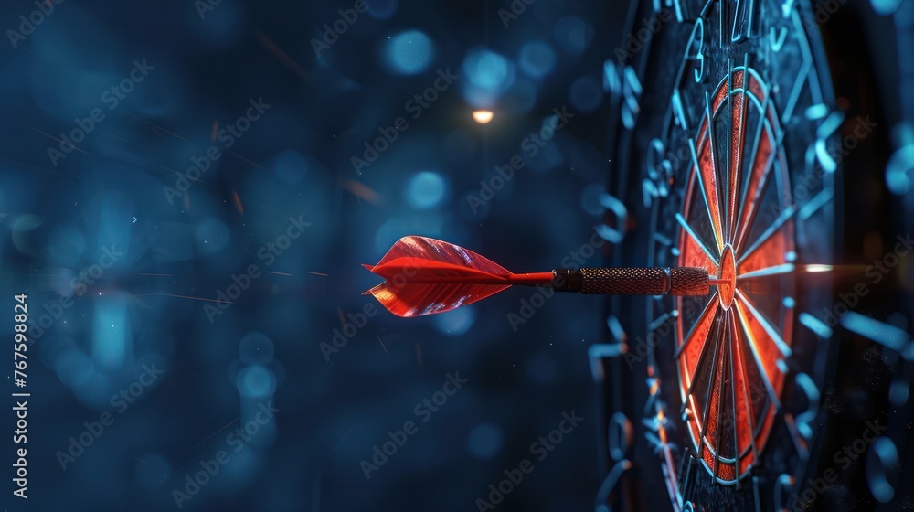 Arrow in the middle of the target Bullseye is a target of business. Dart is an opportunity and Dartboard is the target and goal. Arrow in the middle of the target Bullseye is a target of business. Dart is an opportunity and Dartboard is the target and goal.