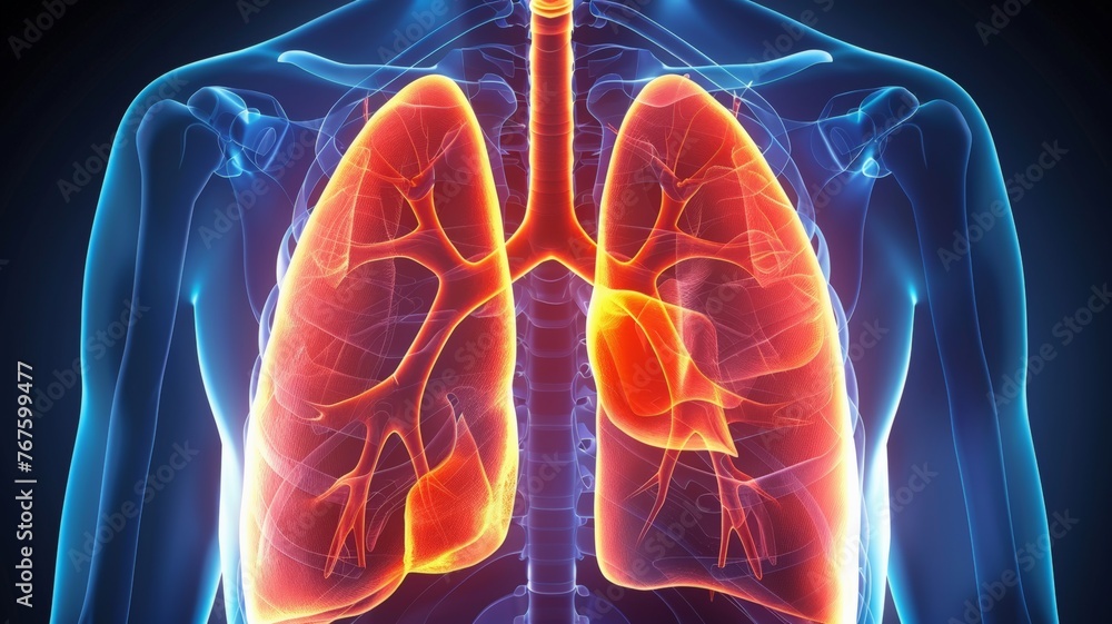 Human Respiratory System Lungs Anatomy - obrazy, fototapety, plakaty 