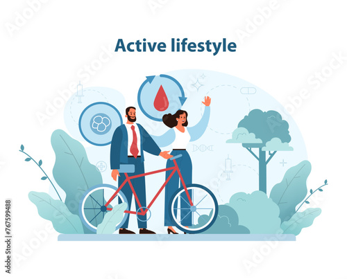 Active lifestyle. An illustration showcasing a couple promoting skin.