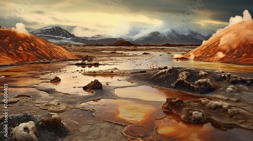 The iceland volcanic landscapes geothermal hot springs rugged beauty photo