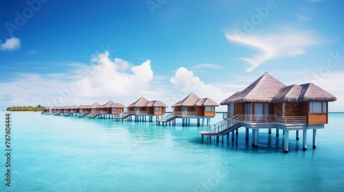 The maldives overwater bungalows crystal clear waters tropical paradise © Gefo