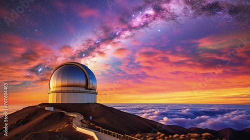 The mauna kea observatory hawaii usa telescopes star filled sky astronomical research photo