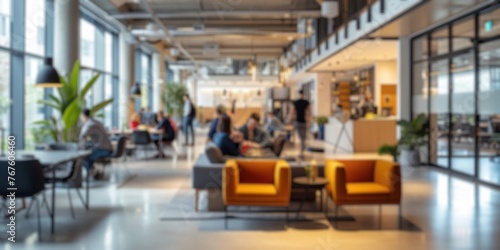 Defocused image of a lively modern co-working area with people and indoor plants. Resplendent. © Summit Art Creations