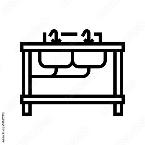 sinks restaurant equipment line icon vector. sinks restaurant equipment sign. isolated contour symbol black illustration