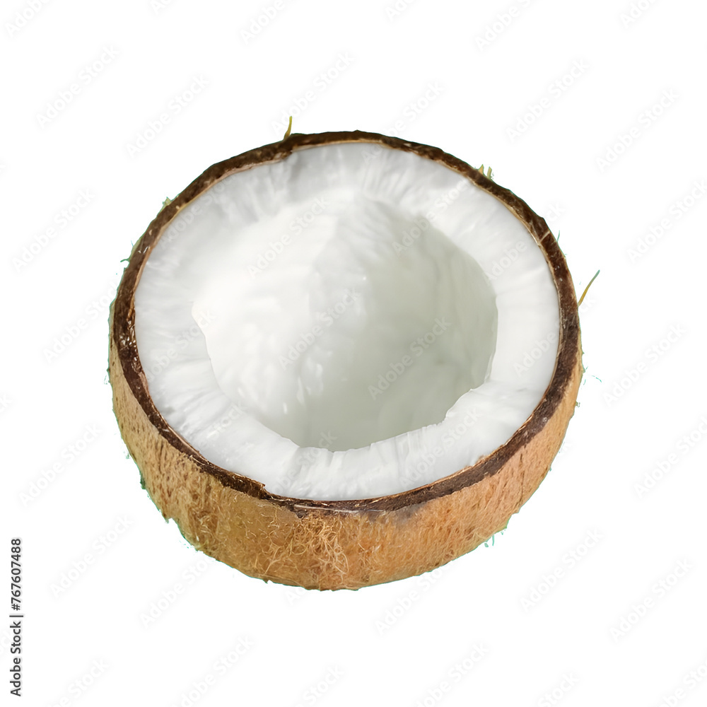 Halfpeeled coconut isolated on transparent background Halfpeeled coconut isolated on transparent background