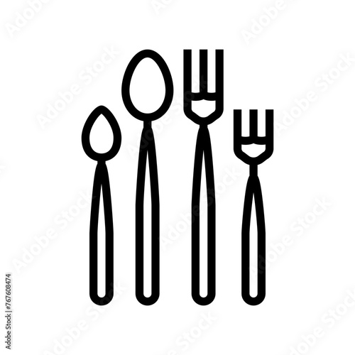 flatware restaurant equipment line icon vector. flatware restaurant equipment sign. isolated contour symbol black illustration