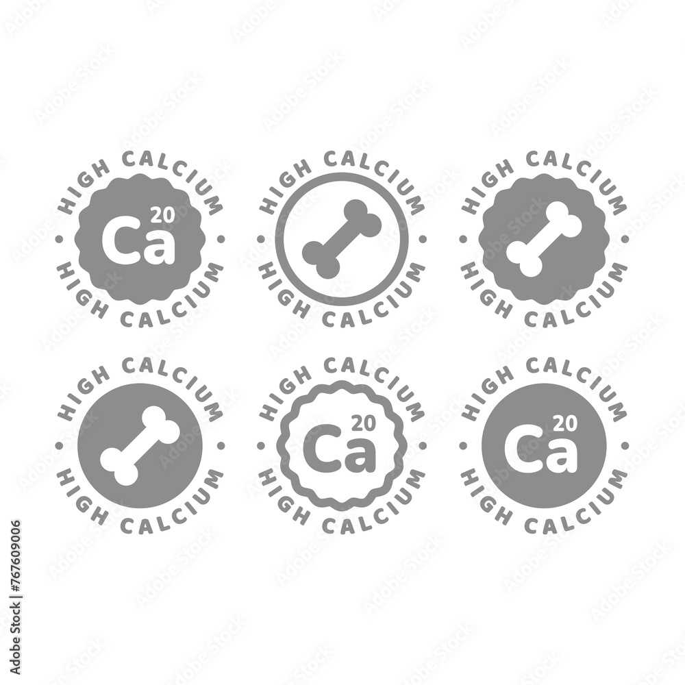 High calcium vector label. Nutrition and food stamp or tag. High calcium vector label. Nutrition and food stamp or tag.