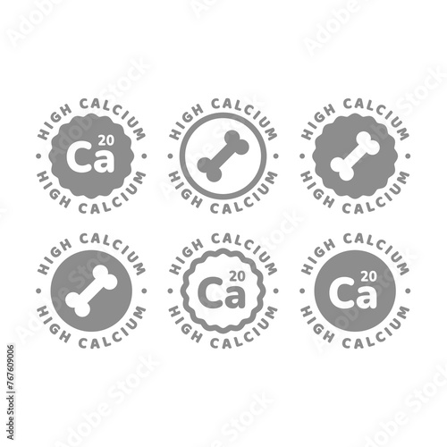 High calcium vector label. Nutrition and food stamp or tag.