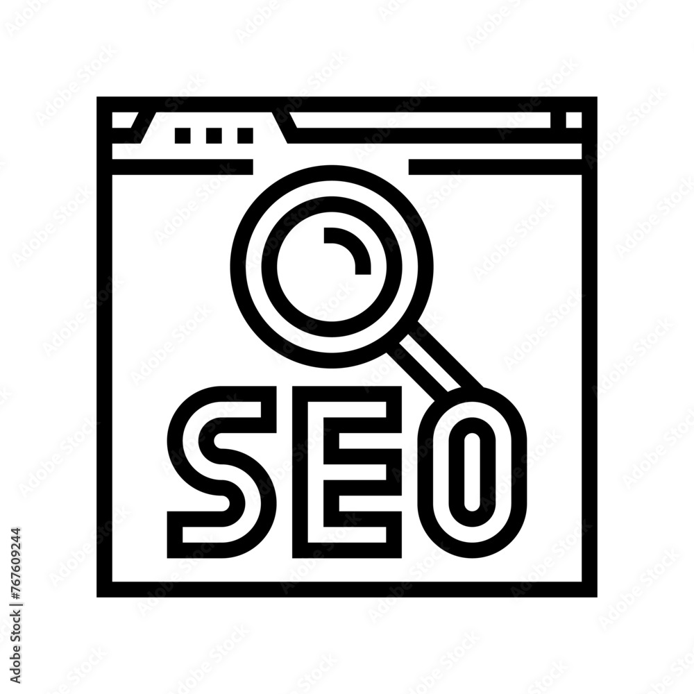 seo search engine optimization line icon vector. seo search engine optimization sign. isolated contour symbol black illustration seo search engine optimization line icon vector. seo search engine optimization sign. isolated contour symbol black illustration