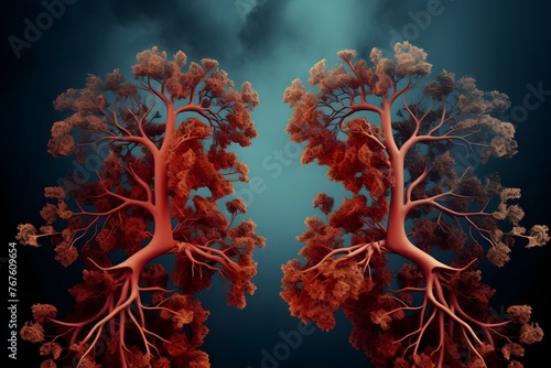 Smoker's Lung, Anti Smoking, Quite Smoking, Lung diagram, Blue background banner HD, negative effects of smoking addiction photo