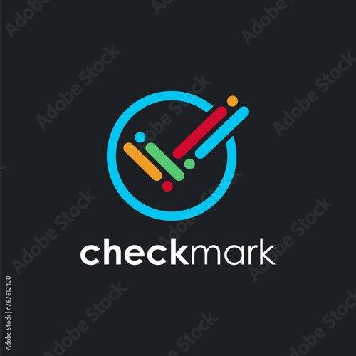 modern colorful checkmark logo icon vector template on dark background
