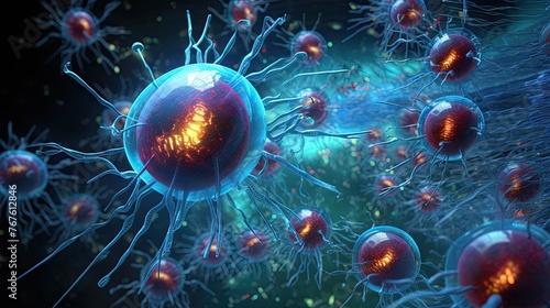nanobots interacting with human cells