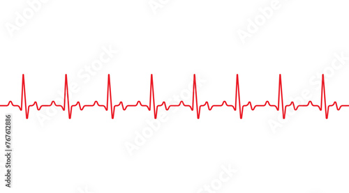 Red heartbeat line. Pulse trace