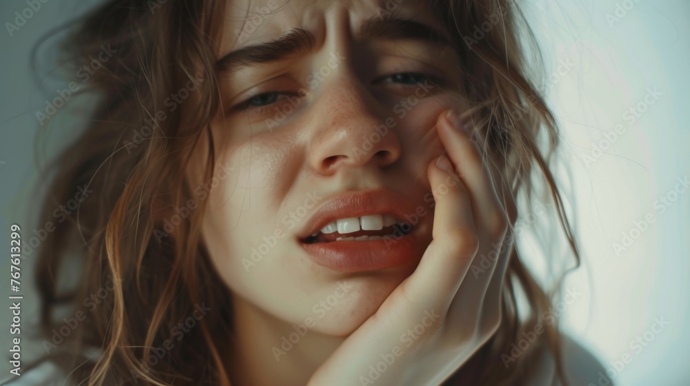 woman feel toothache from gingivitis, female suffer tooth, decay problems, dental care. sensitive tooth, decay problem, bad breath, Gingival Recession, Oral Hygiene instruction woman feel toothache from gingivitis, female suffer tooth, decay problems, dental care. sensitive tooth, decay problem, bad breath, Gingival Recession, Oral Hygiene instruction