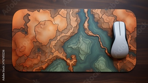 gaming mousepad with custom shape top view photo