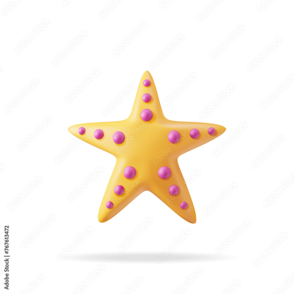 3d Orange Starfish Isolated on White. Render Star Fish icon. Tropical Beach Symbol. Sea Star, Marine or Ocean Animal. Concept of Summer Holiday or Vacation. Vector Illustration 3d Orange Starfish Isolated on White. Render Star Fish icon. Tropical Beach Symbol. Sea Star, Marine or Ocean Animal. Concept of Summer Holiday or Vacation. Vector Illustration