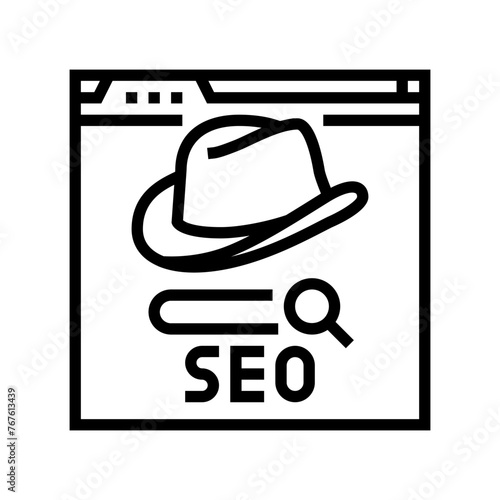 black hat seo line icon vector. black hat seo sign. isolated contour symbol black illustration photo