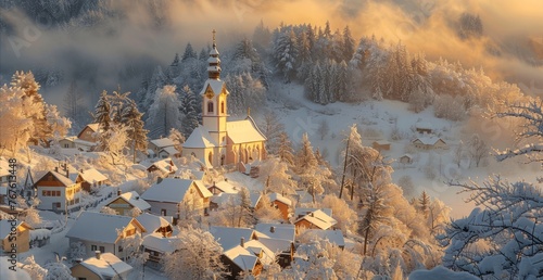 A church on a snowy mountain