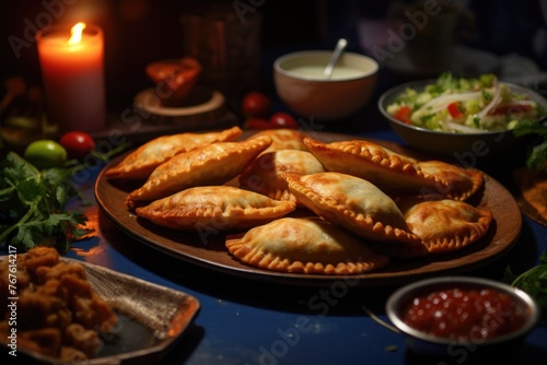 Empanadas with meat, seasoned with sauce