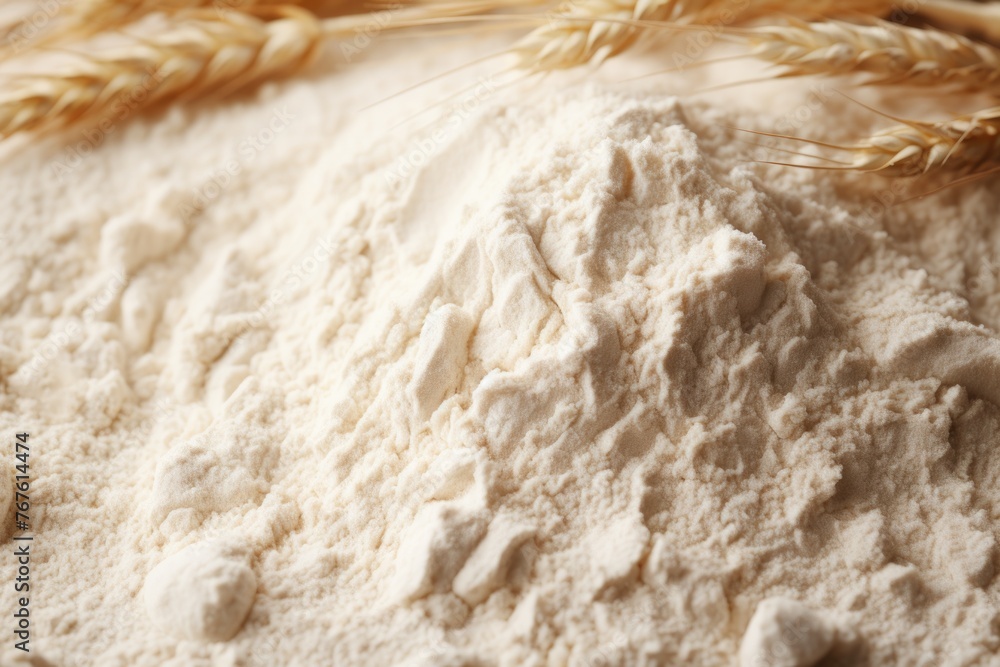 Close-up of Wheat Flour and Grains Close-up of Wheat Flour and Grains