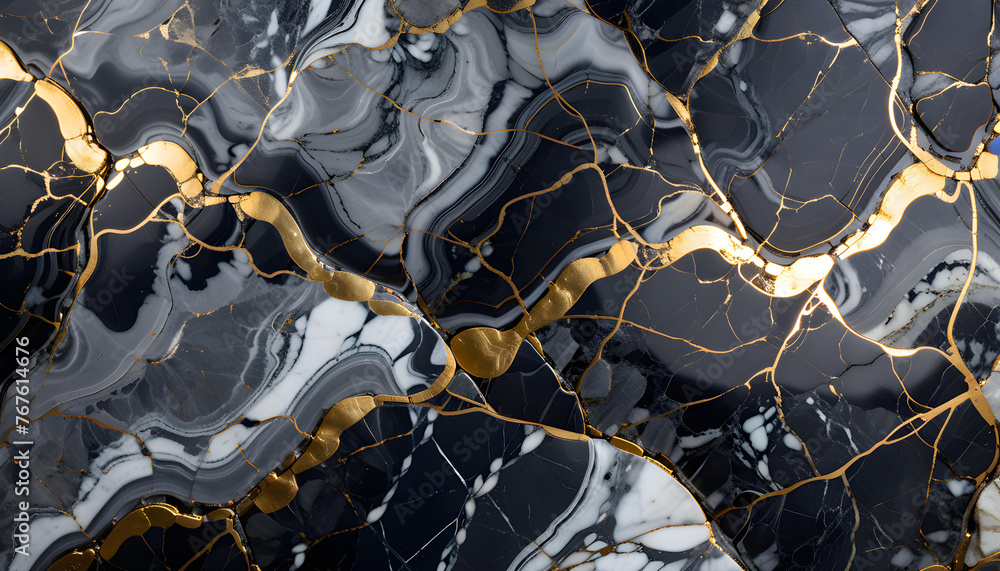 Marble with shiny black and golden lines. Background from marble stone texture for design. For design art work.