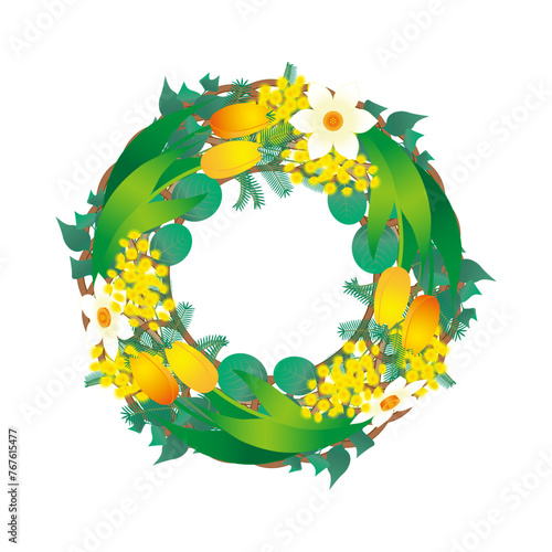 チューリップのフラワーリース