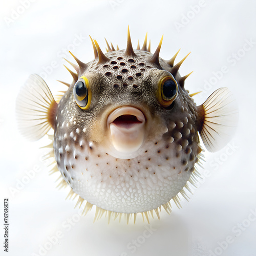 Puffers fish on white background