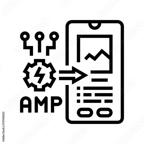 amp accelerated mobile pages seo line icon vector. amp accelerated mobile pages seo sign. isolated contour symbol black illustration