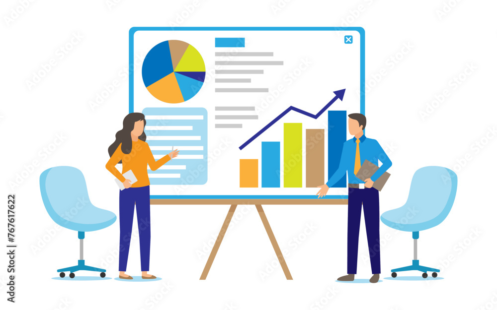 Businessman presentation about project strategy infographic. Businessman presentation about project strategy infographic.