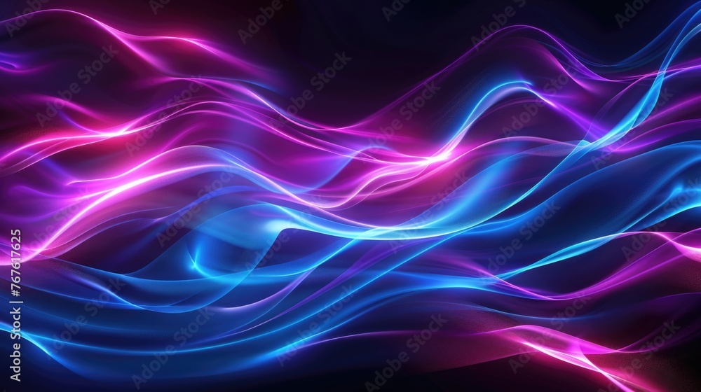 Abstract digital landscape with flowing neon lines and waves. Abstract digital landscape with flowing neon lines and waves.