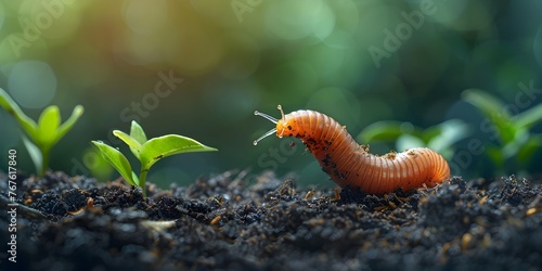 Worm Aerating Soil Underground Enriching the Earth with Its Tunneling Movements and Decomposing Functions photo