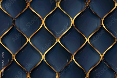 Abstract seamless luxury dark blue and gold geome