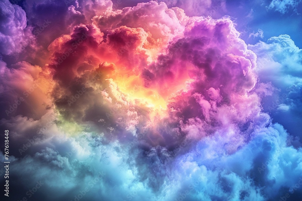 beautiful colorful heart in the clouds as valentines