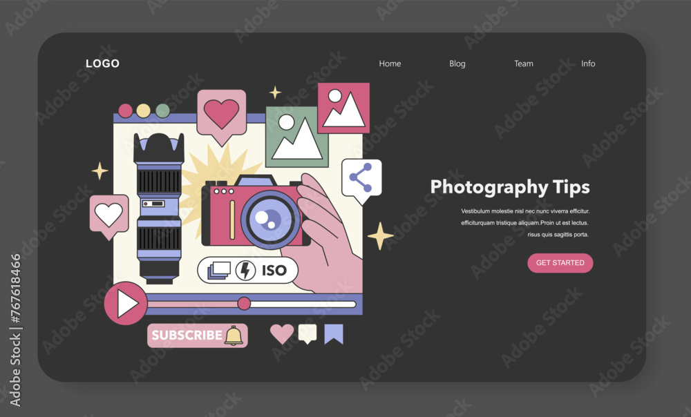 Photography Tips guide. Flat vector illustration Photography Tips guide. Flat vector illustration