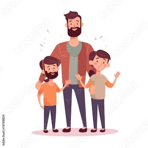 Dear father with son and daughter vector illustration