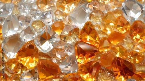  A stack of orange and white diamonds surrounded by yellow and white sparkling stones