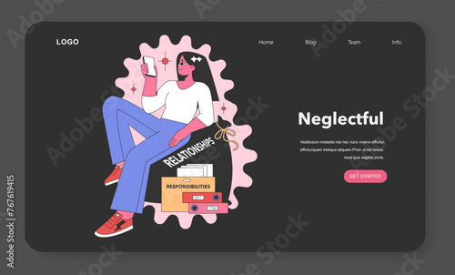 Neglectful Personality depiction. Flat vector illustration