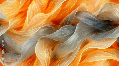  A close-up of an orange and white fabric on a orange and white background