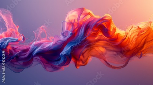  Smoke in various shades of red, blue, and orange swirls on a background of purple, pink, and blue