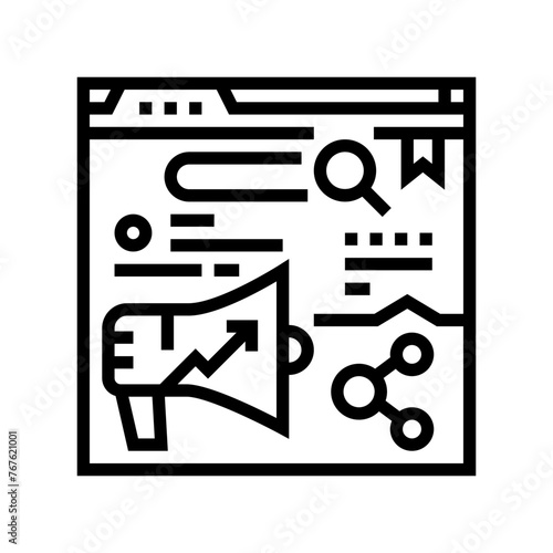 social bookmarking seo line icon vector. social bookmarking seo sign. isolated contour symbol black illustration