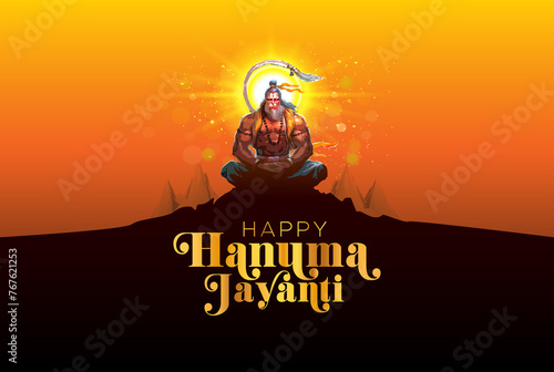 Fotografie Greeting card design for Happy Hanuman jayanti.