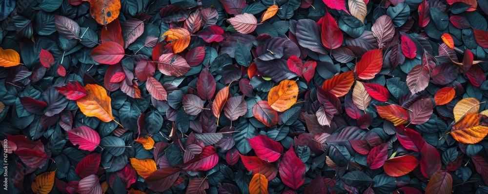Autumn fallen leaves on road top view. Autumn fallen leaves on road top view.