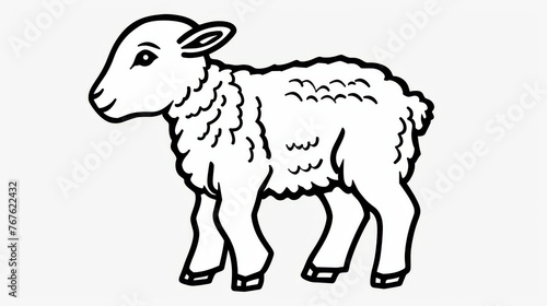  A black and white illustration of a sheep wearing two tags on its ears